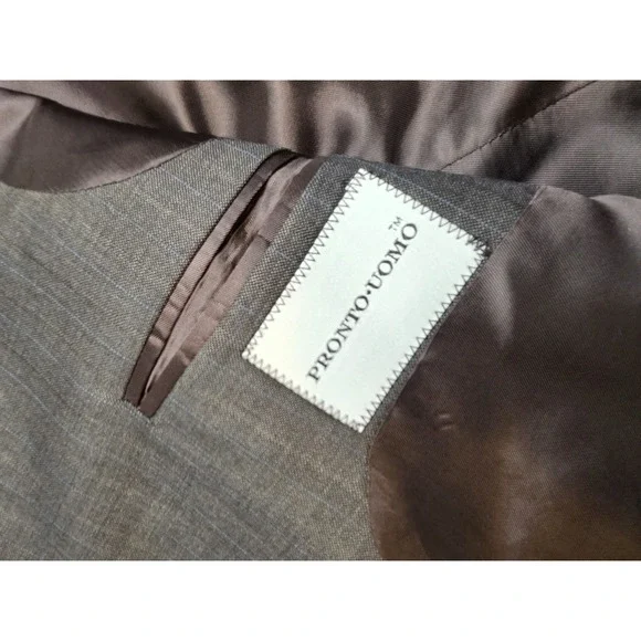 Pronto Uomo 2 Piece Suit‎ Mens 43R Brown Super 120's Wool Cashmere Pants 34x30
